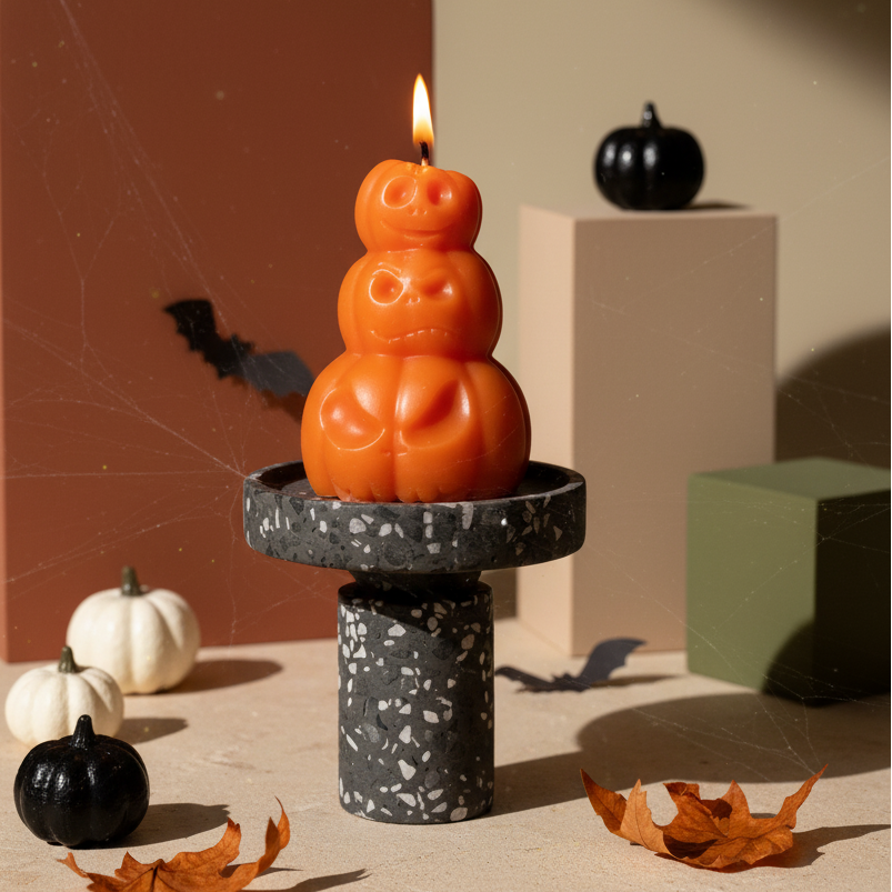 Pumpkin-shaped soy candle